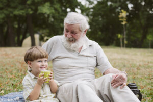grandson-with-grandpa-drinking-tea